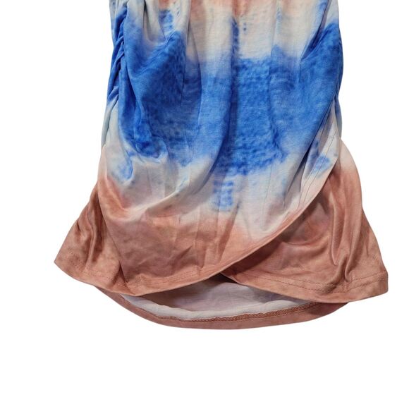 Women's Blue Tie Dye Sleeveless Mini Dress Side Ruched Size Small - Picture 3 of 8